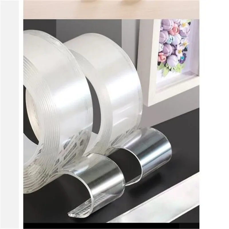 

1/3m Transparent Nano Tape Waterproof Tracsless Double Sided Tapes No Trace Reusable Strong Glue Self- Adhesive Cleanable Hom