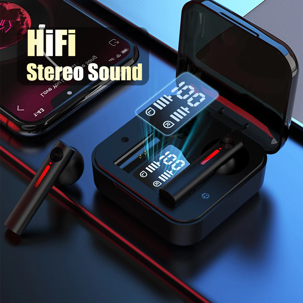 Беспроводной наушники вкладыши TWS с мини светодиодный Bluetooth 5 0 плотно прилегающие