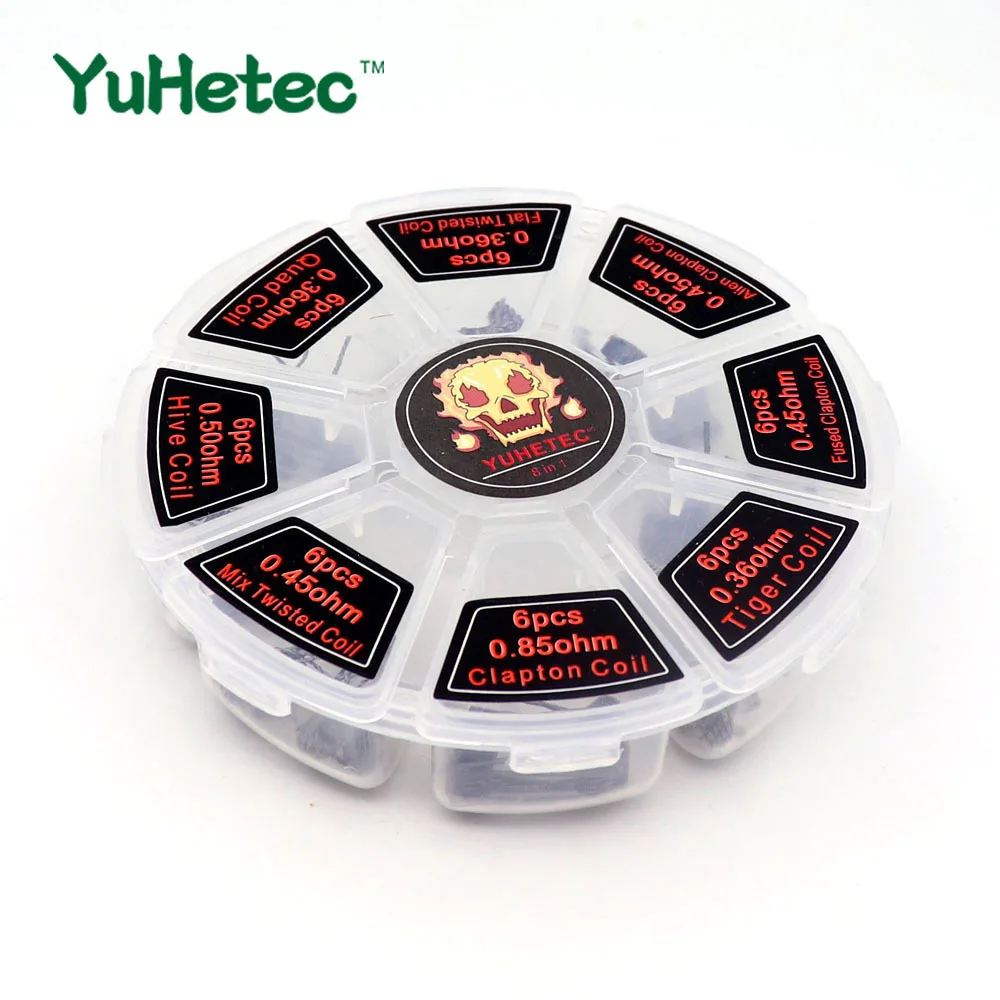 

YUHETEC 8 in 1 Prebuilt Coil Claptonwire Premade Coils Demon SS316 Tiger Alien Fused Twisted Coil Fit DIY RDA Atomizer Loop V1.5