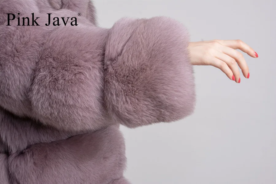 Розовая java QC8142 новая модель женская шуба из натурального Лисьего меха с воротником из лисьего меха пальто с длинными рукавами gebuine костюм лисы Высокое качество