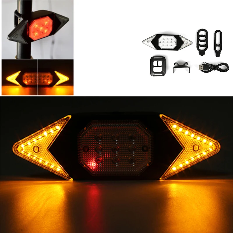 

Bicycle Turn Signals Remote Control Indicator Light Intelligent USB Rechargeable LED Smart Bike Tail Light Warning Rear Lamp