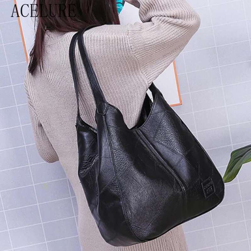 

ACELURE High Capcaity Soft PU Leather Vintage Women Hand Bag Totes Designers Luxury Women Shoulder Bags Female Top-handle Bags