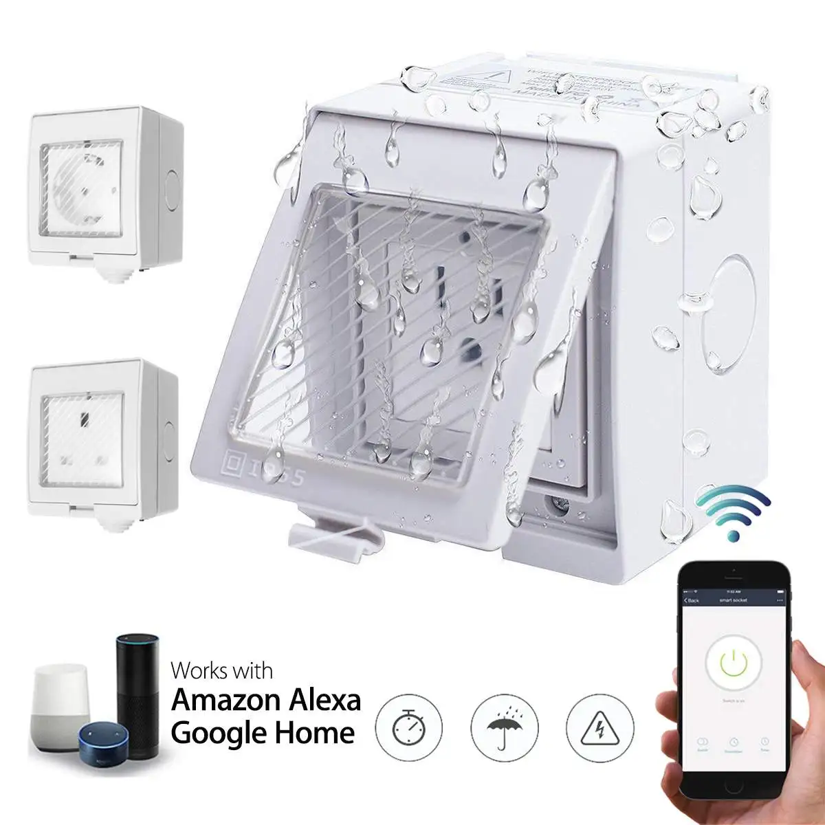 Водонепроницаемый смарт WiFi розетка работает для Alexa Google домашний пульт