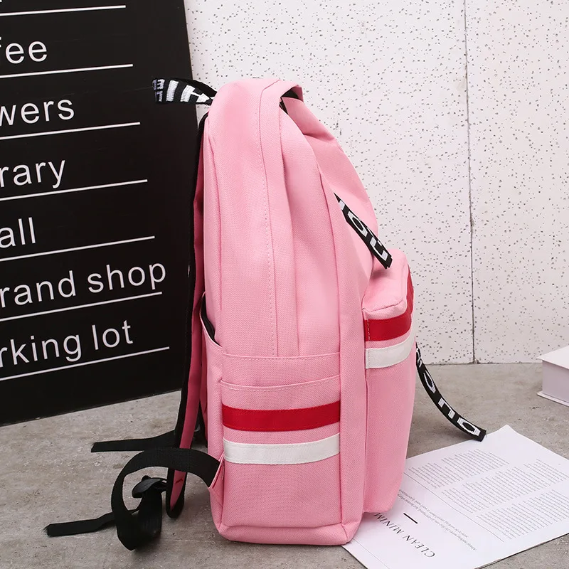 Студенческий холщовый рюкзак для девочек подростков в полоску сумки на плечо