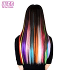 WTB 38 цветов 50 см длинные прямые термостойкие синтетические накладные волосы 1 зажим в одной части розовые синие Омбре волосы