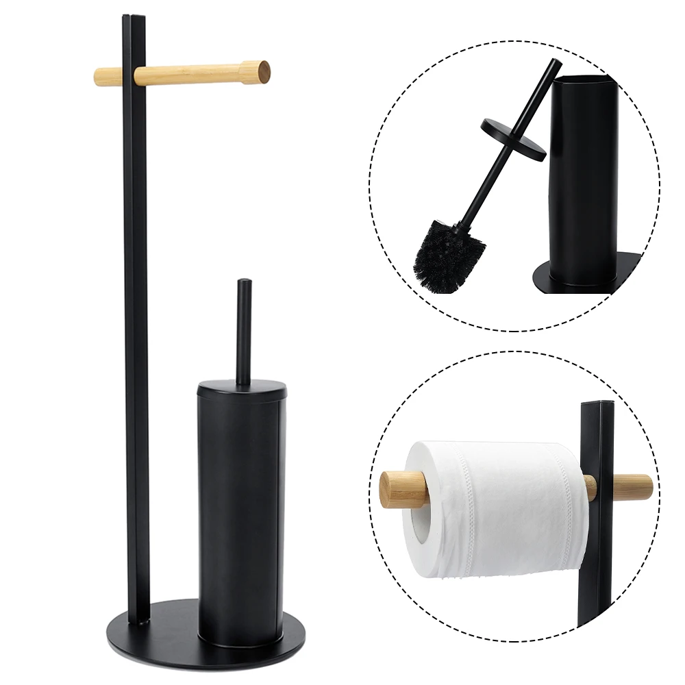 

Bathroom Accessories Stainless Steel Standing Black Creative Toilet Brush&Toilet Paper Holder Stainless Steel