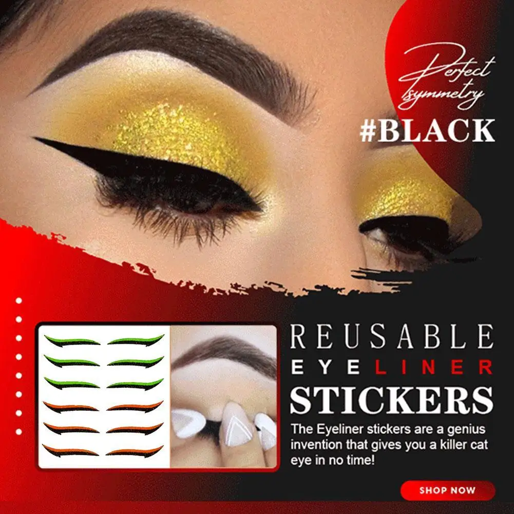 

5pairs Reusable Eyeliner Stickers Long Lasting Eyelid Line Tape Cat Eye Makeup Double Eyelid Lifting Sticker Makeup Strips Sets