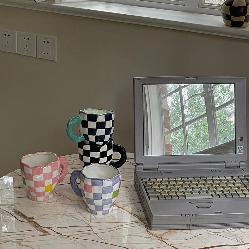 Cutelife черная решетчатая керамическая кофейная чашка кружка домашнее украшение