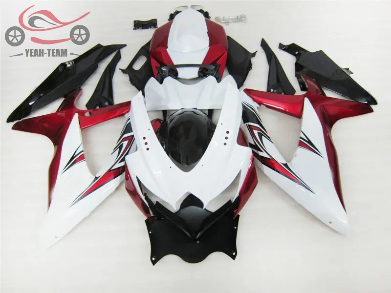 

Injection molded fairing kits for Suzuki K8 GSXR600/750 08 09 10 red white aftermarket farings set GSXR 600 750 2008 2009 2010