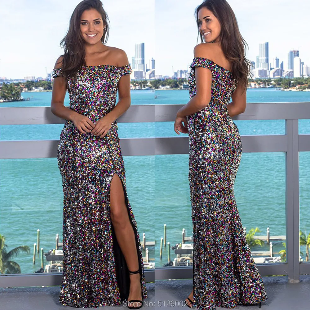 

Mermaid Long Formal Evening Dresses Sexy Colorful Lady Event Dress Sparking Special Occasion Prom Dress Gown In Stock 2019 Fash