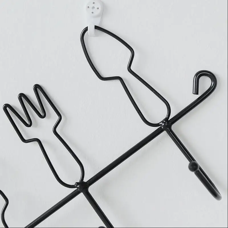 Настенные крючки вешалка для кухни черная кованая железная настенная органайзер