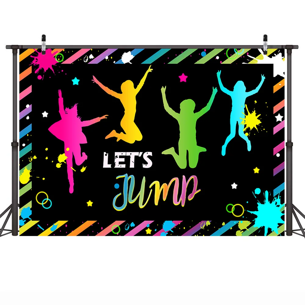 Let's Jump Backdrop Bounce House батут день рождения фон для фотосъемки Pump It Up вечерние фоны