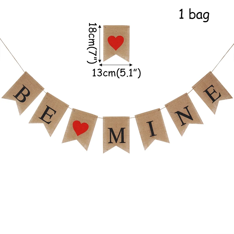 Wedding Decoration Burlap DIY LOVE BE MINE Banner Valentine's Day Gift Romantic Garland Marriage bride wedding party supplies | Дом и сад