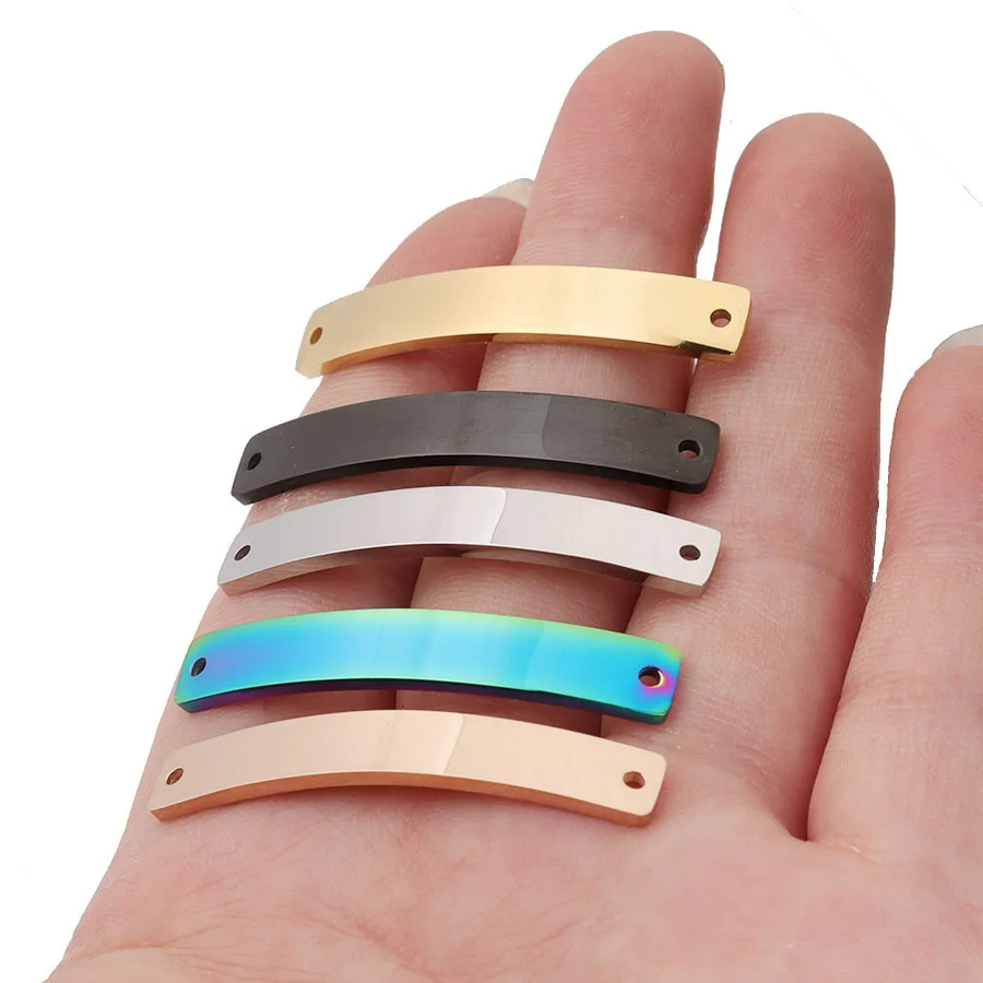 

100% Stainless Steel Blank Bend Rectangle charm Connector For Engrave Mirror Polished Wholesale 20pcs