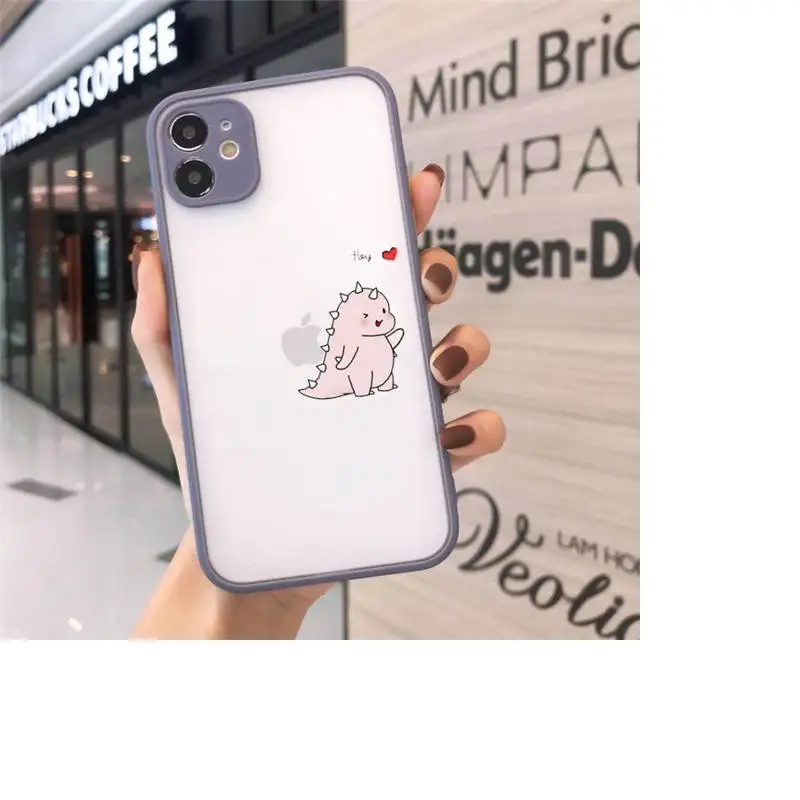 

Cartoon Dinosaur Phone Case matte transparent For gray iPhone 7 8 x xs xr 11 12 pro plus max mini Funda Clear