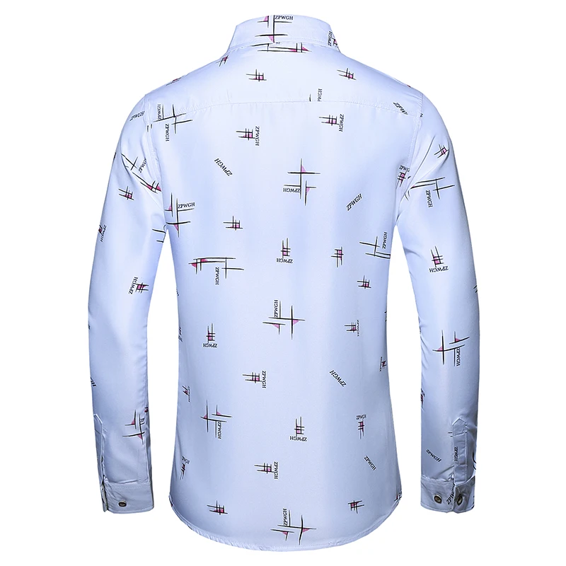 Рубашка мужская с длинным рукавом повседневная цветочным принтом для деловых