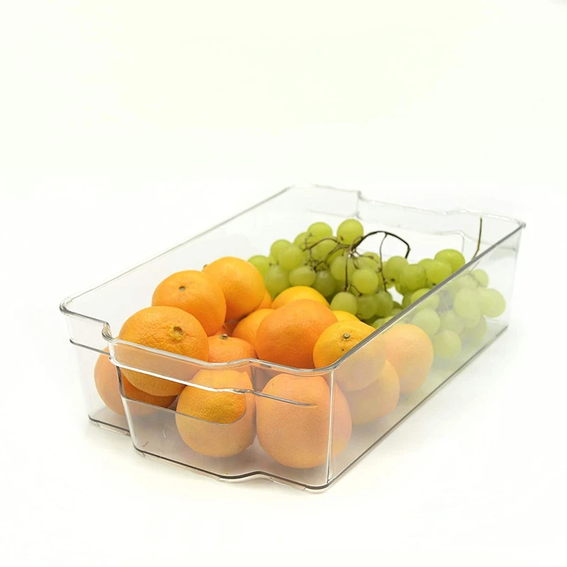 

Clear Pantry Organizer Bins Household Plastic Food Storage Basket with Cutout Handles for Kitchen, Countertops