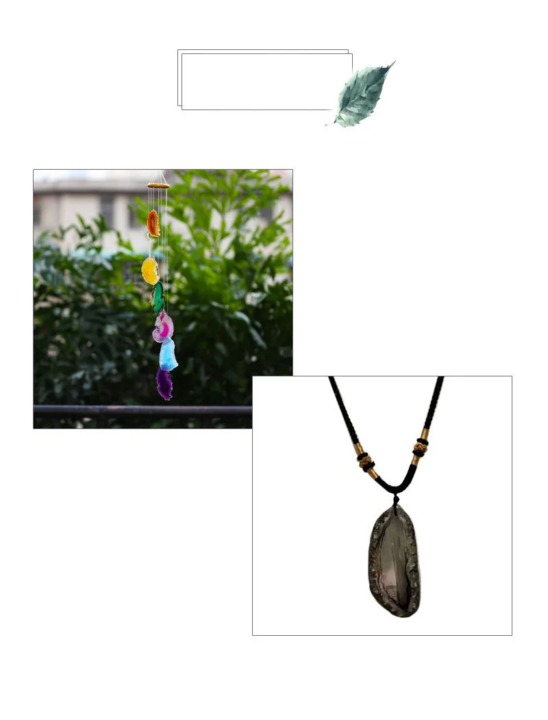 

Agate scenery film pendant sweater chain pendant natural color agate wind chime piece agate Piece Jewelry Pendant hanger Key