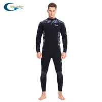 front zipper neoprene 2mm two pieces men scuba diving wetsuit for surfing and spearfishing knee protection black beach swimsuit