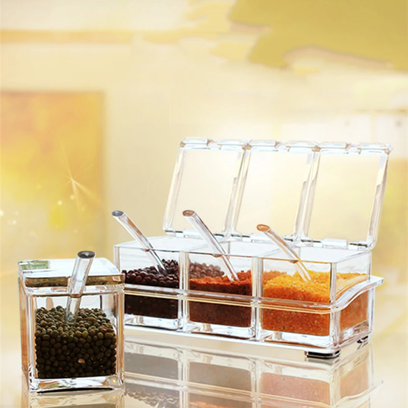 4 сетки Кухня набор коробок для приправ с украшением в виде кристаллов прозрачные