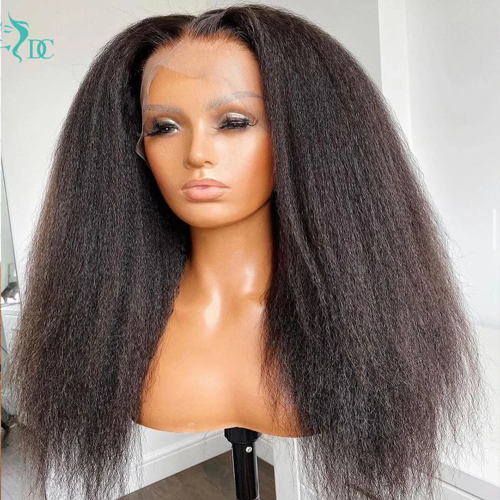 

Kinky Straight Wig Human Hair Transparent Lace Wig 13x1 Lace Front Human Hair Wig For Women Pre Plucked Yaki Straight Lace Wigs