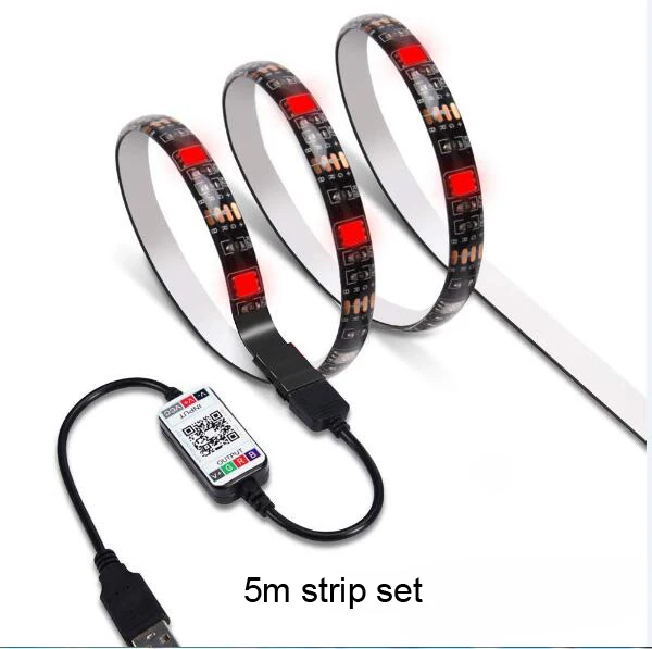 5m strip set USB СВЕТОДИОДНЫЙ светильник 5 в SMD 5050 Рождество Bluetooth настольная декоративная лампа лента Ambilight для ТВ фоновое освещение - Испускаемый цвет: 5m strip set