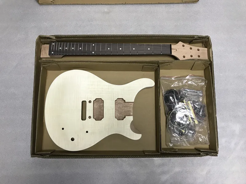 flame maple top Незавершенный твердый корпус из красного дерева DIY PRS электрогитара наборы со всеми Hardwares - Цвет: flame maple top