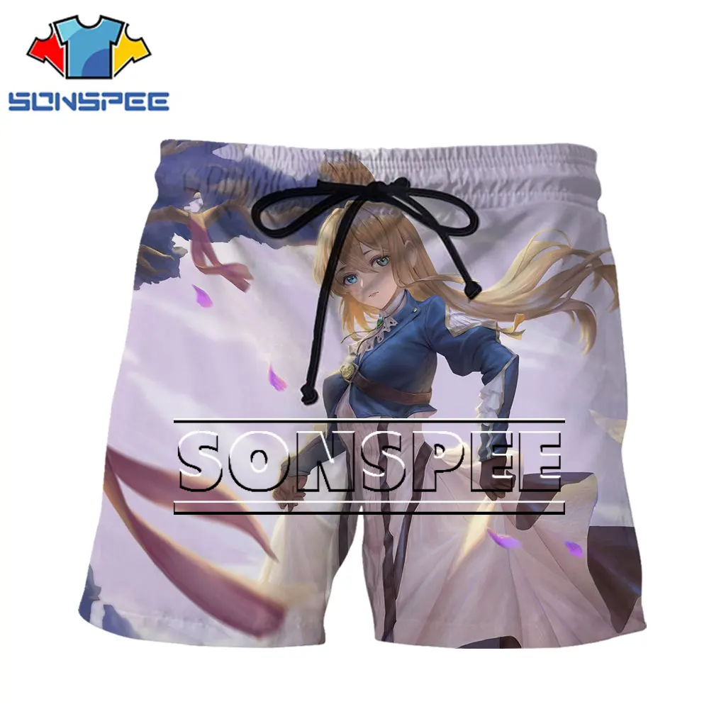 

SONSPEE Brand Shorts Kawaii Lori Violet Evergarden Anime Japan Love Novel Cartoon Minority Design Harajuku Loose Sportswear 6XL