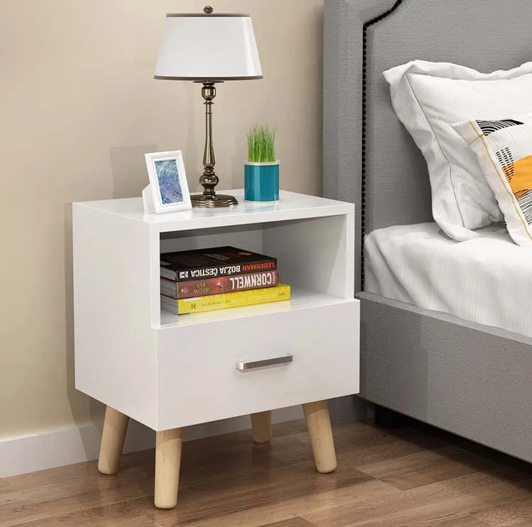 Ночная тумбочка с 1 выдвижным ящиком шкаф для книг деревянными ножками