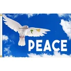 Надпись Peace флаг с голубем x 90 см, яркое цветное украшение, подарок, акция, дома, 100D полиэстер, для помещений и улицы, двойная строчка