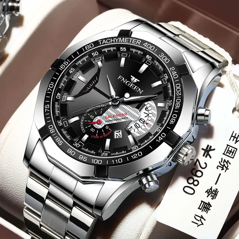 

2021 watch vibrato male luminous calendar fashion net celebrity business watch men's watch net celebrity student stainless steel