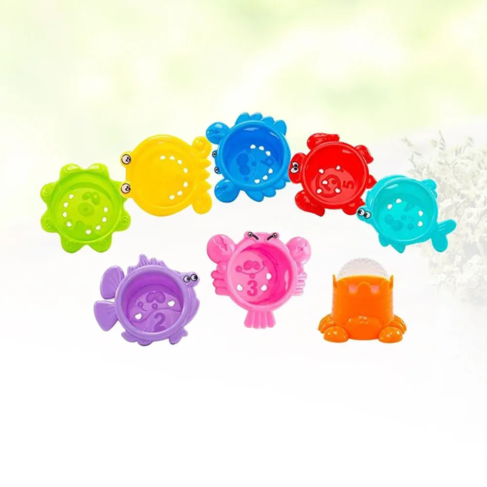 

8pcs Sea Animal Baby Bath Toys Stacking Cup Bathtime Fun Toys for Toddlers and Kids