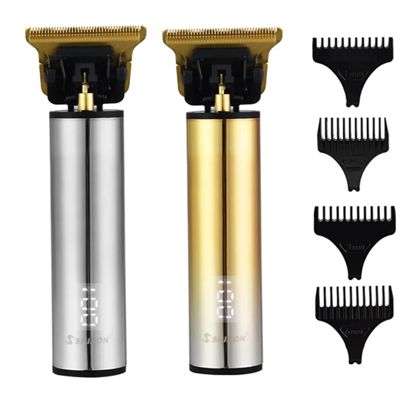 

USB Cordless Hair Clipper LED Display Baldheaded Hair Trimmer Titanium Steel T Blade Haircut Machine Hair Cut 0mm Trimmers