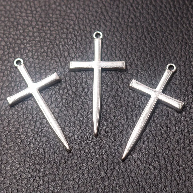 10 шт покрытые серебром Цвет кресты подвески Ретро ожерелья DIY иных металлических