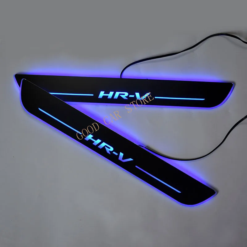 auto part fit for honda hrv hr v vezel 2014 2015 2016 2018 moving led scuff plate door sill guards thresholds cover trims 4pcs free global shipping