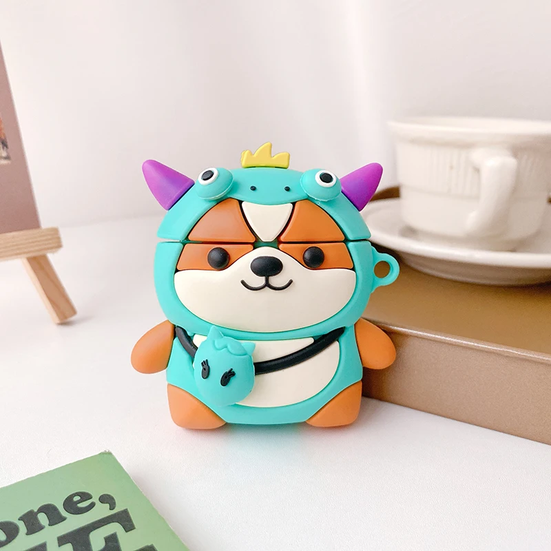 3D чехол для AirPods 1 2 Pro Box Corgi корова Шиба-ину мягкий силиконовый беспроводных Bluetooth