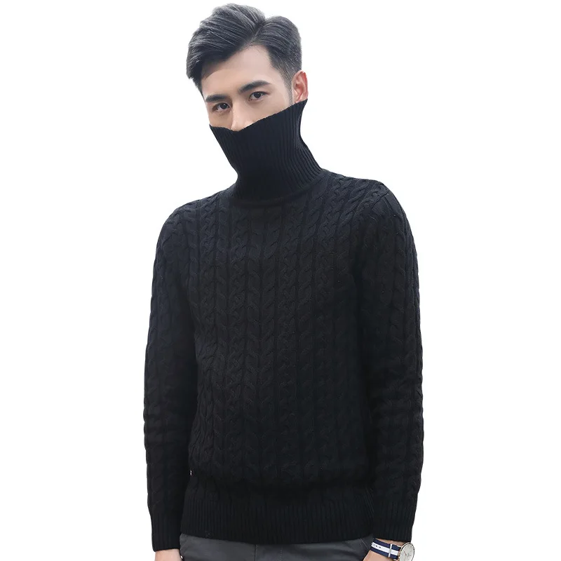 Мужской Однотонный свитер с воротником-хомутом длинным рукавом | Мужская одежда