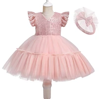 baby girl evening party dresses sequin bow mesh dress for new year 2022 childrens costumes 1 6 years