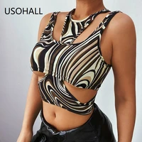 usohall summer sexy personality hollow out tank top women off shoulder backless tank tops