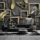 Фотообои 3D на заказ, современные креативные Объемные обои с золотыми листьями, стереоскопические геометрические обои для гостиной, дивана, фона для телевизора, настенная роспись