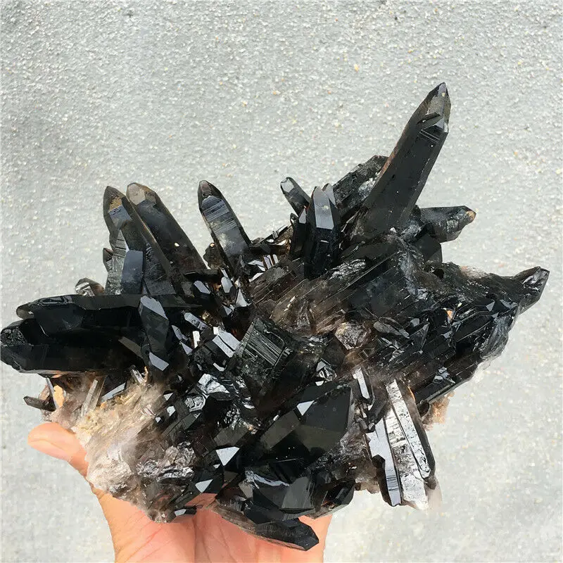 2 кг Редкий Натуральный красивый черный кварц кристалл кластер минеральный
