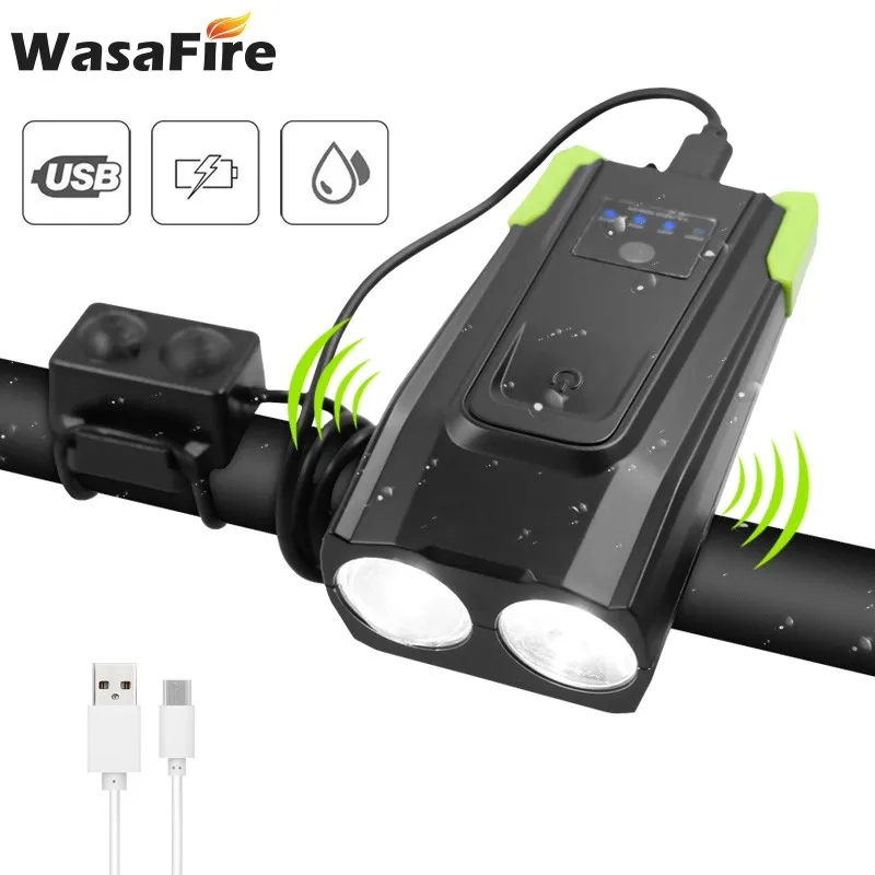 

Фасветильник для велосипеда WasaFire, 4000 мА ч, перезаряжаемая через USB, с клаксоном
