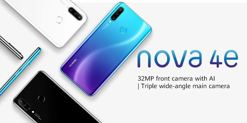HUAWEI Nova 4E, 4 Гб, 128 ГБ, глобальная ПЗУ, смартфон, 6,15 дюймов, Kirin 710, Восьмиядерный мобильный телефон, Android 9, фронтальная камера 32 МП