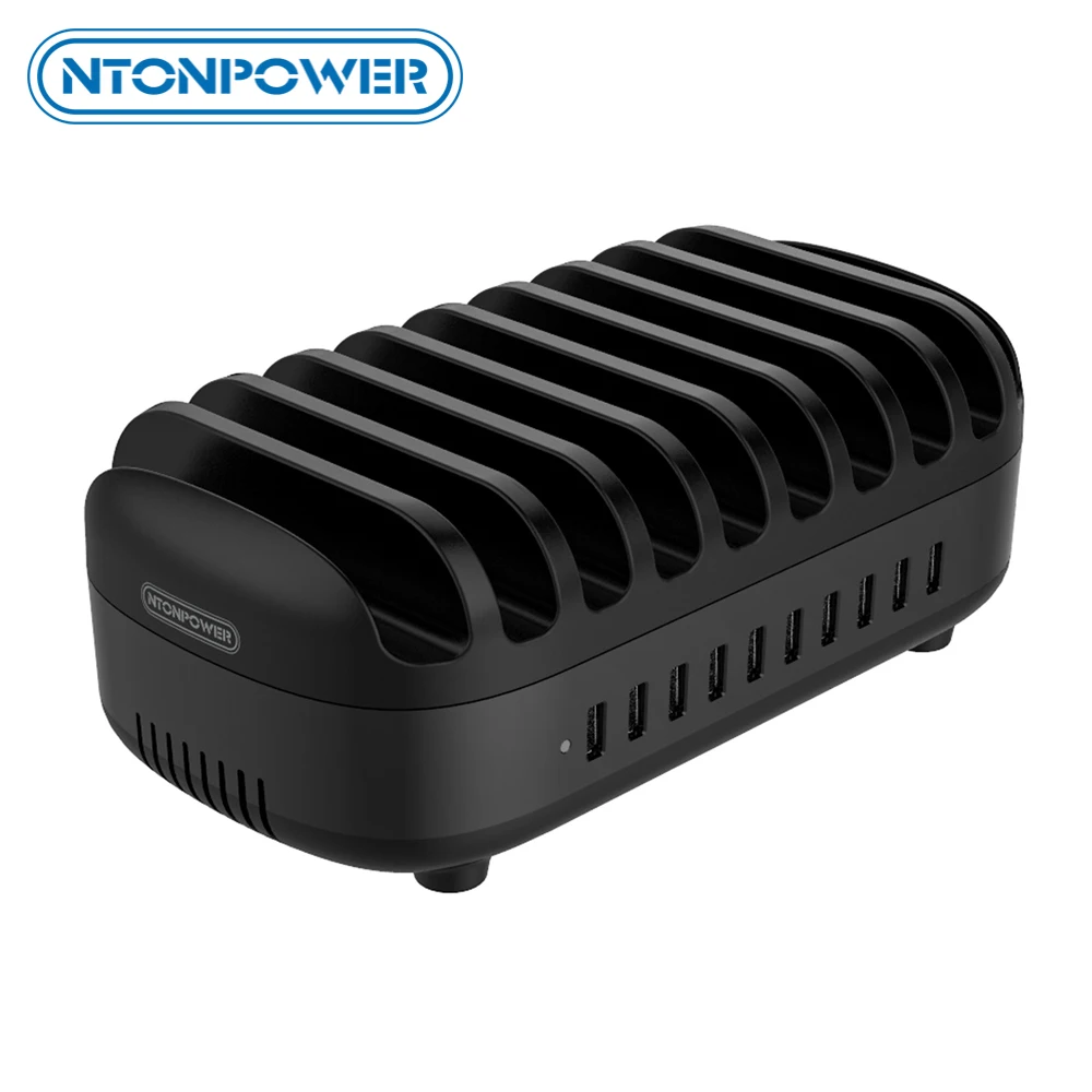 Зарядная станция NTONPOWER с 10 USB портами и держателем для телефона 120 вт|Зарядные