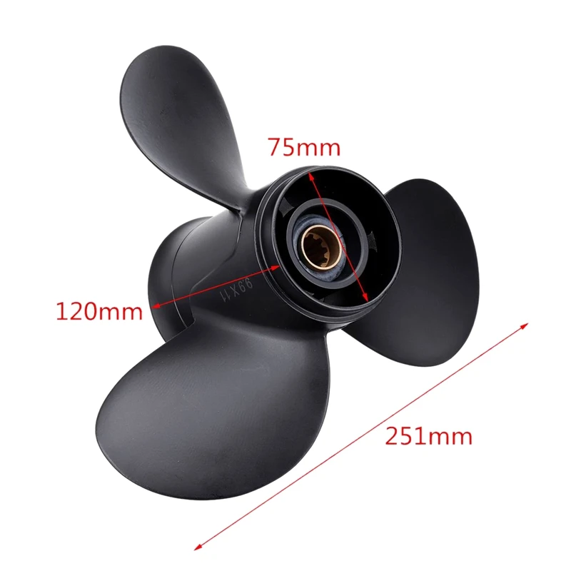 Outboard Propeller 3R0B645230/48-896896A40 9.9 X 11 Ba for Mercury Tohatsu-Nissan 25-30Hp Boat Parts | Автомобили и мотоциклы