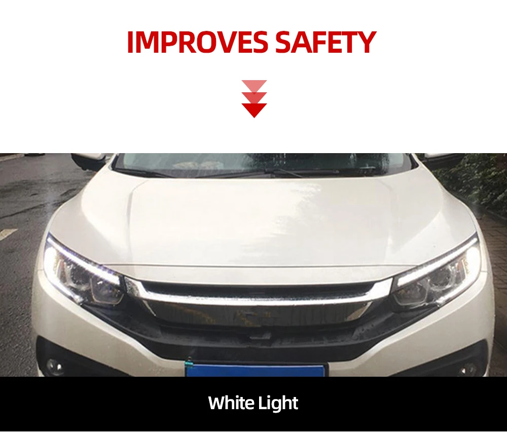 2 шт. для Honda Civic Blink светодиодный светильник на голову для бровей, дневной ходовой светильник, DRL с желтым сигналом