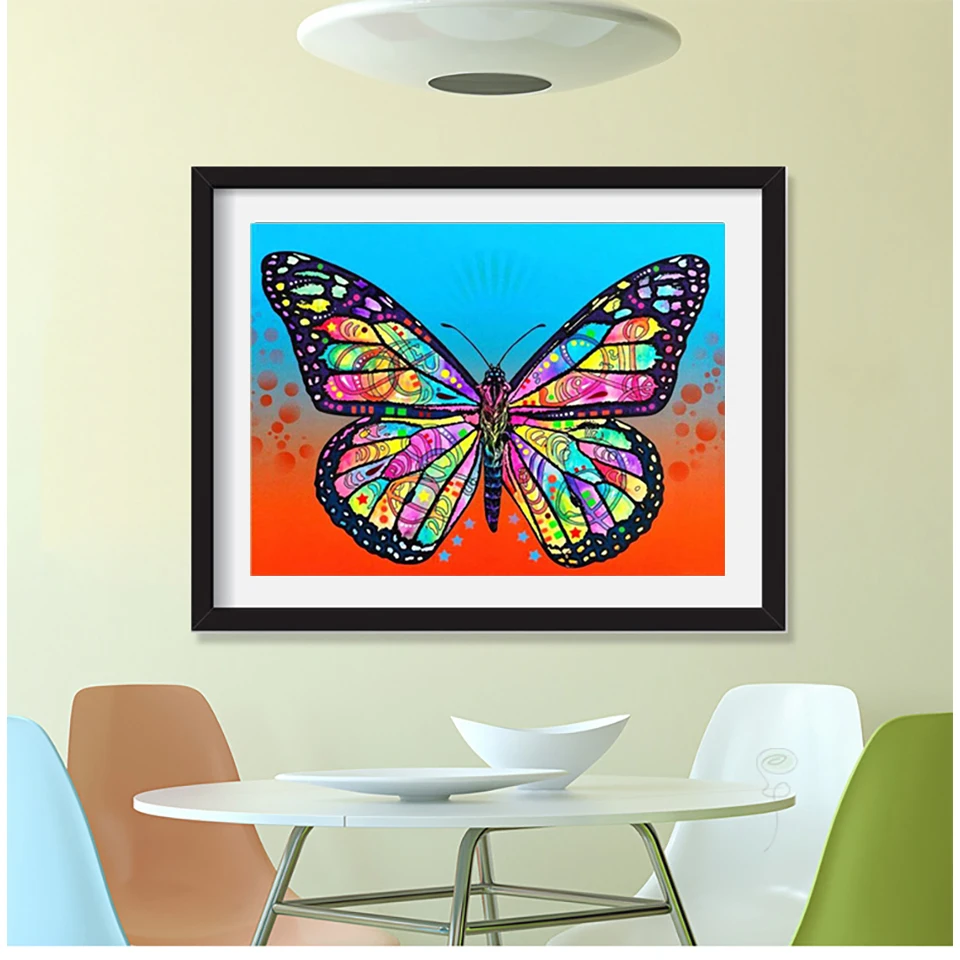 full drill diamond painting Colorful butterfly wall decoration canvas Diamond Embroidery Cross Stitch kit | Дом и сад