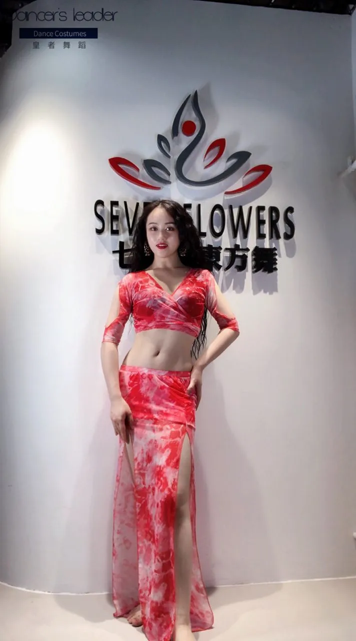

2020 new belly dance suit printed gauze elegant exercise clothes women