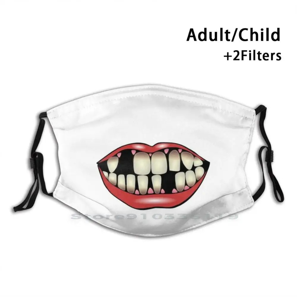 

Funky Teeth Face Mask Mouth Print Reusable Mask Pm2.5 Filter Face Mask Kids Rotten Teeth Missing Teeth Face Orthodontist