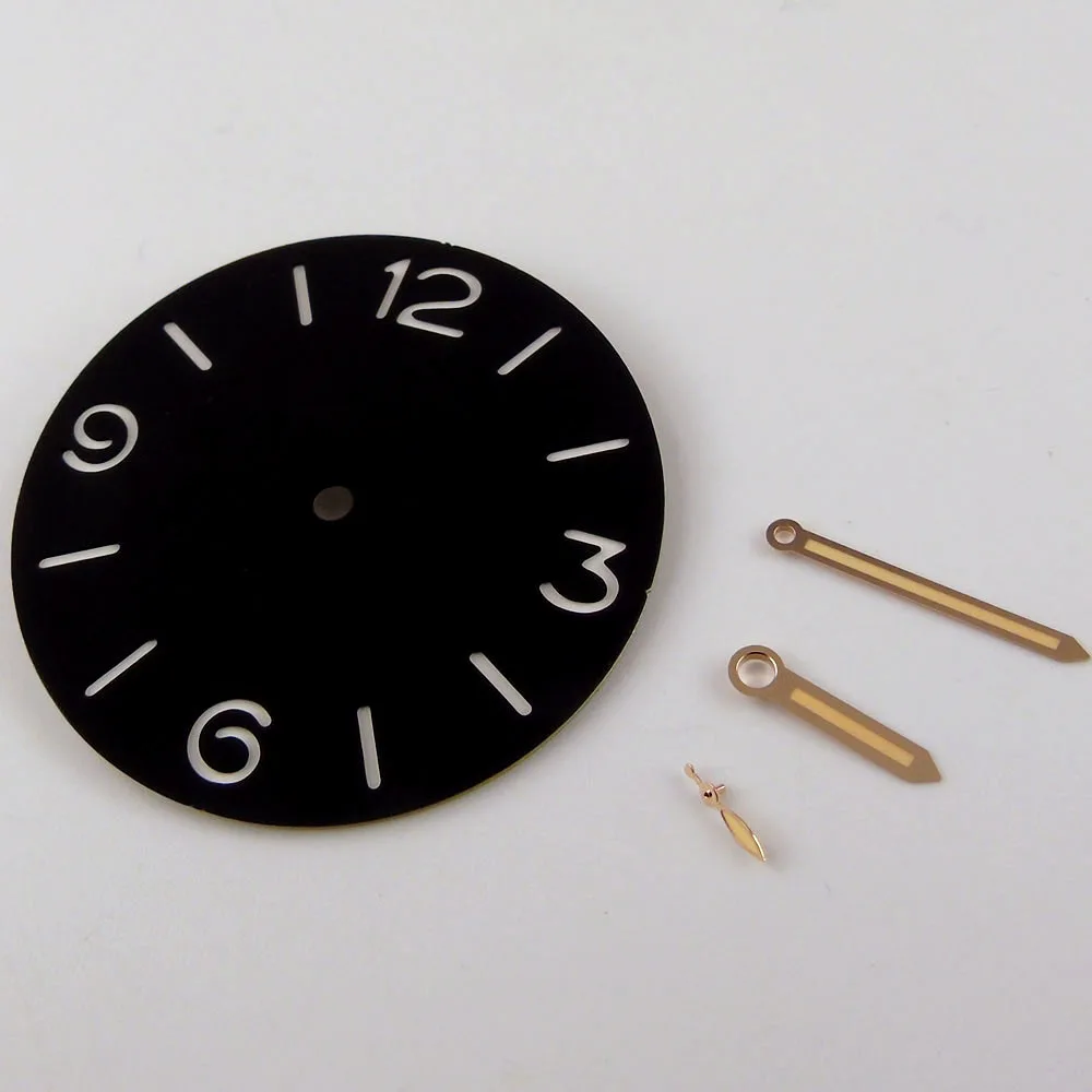 

38.5mm Watch Dial Spare Parts Fit For ETA 6497 6498 ST 3600 3620 Hand Winding Movement Metal Material Black Dial